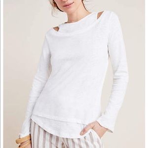 NWOT Anthropologie Layered Cold Shoulder Top SZ M
